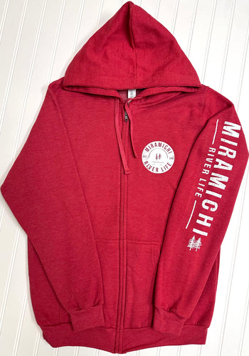 MRL Unisex Zip Hoodie - Vintage Logo - HEATHERED RED