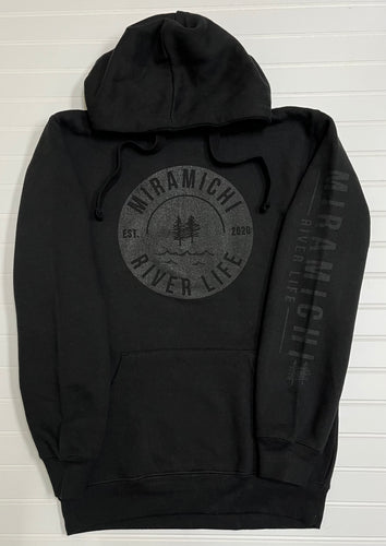 MRL Unisex Hoodie - Circle Logo BLACK w/ black lettering
