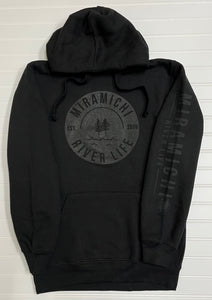 MRL Unisex Hoodie - Circle Logo BLACK w/ black lettering