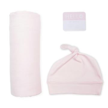 LULUJO HELLO WORLD - PINK Swaddling blanket & Hat Set
