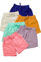 Linen drawstring-waist shorts w/ pockets - 6 assort colors