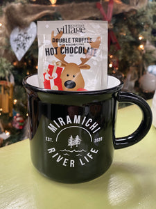 “Miramichi River Life" Campfire Mug 15onz - BLACK